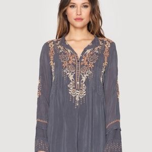 Johnny Was Gray Embroidered Tunic Small